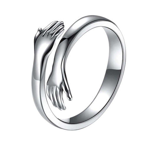 THE MEN THING Rings HUG HANDS - Pure Stainless Steel Men’s Steel-Plated Adjustable Ring