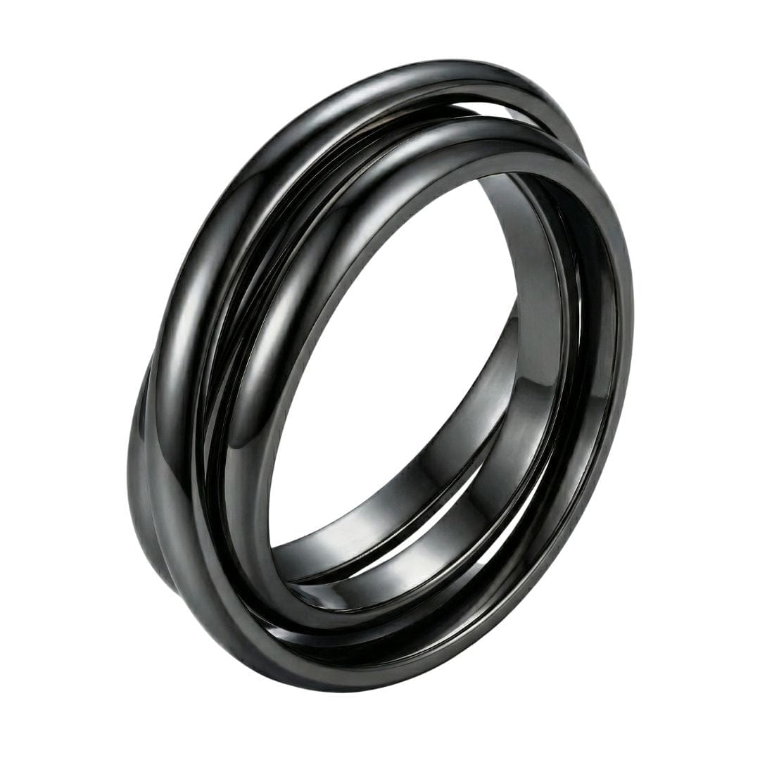 THE MEN THING Rings INFINITY LOOP - Black - Pure Stainless Steel Men’s Black-Plated Ring (Size : 26)