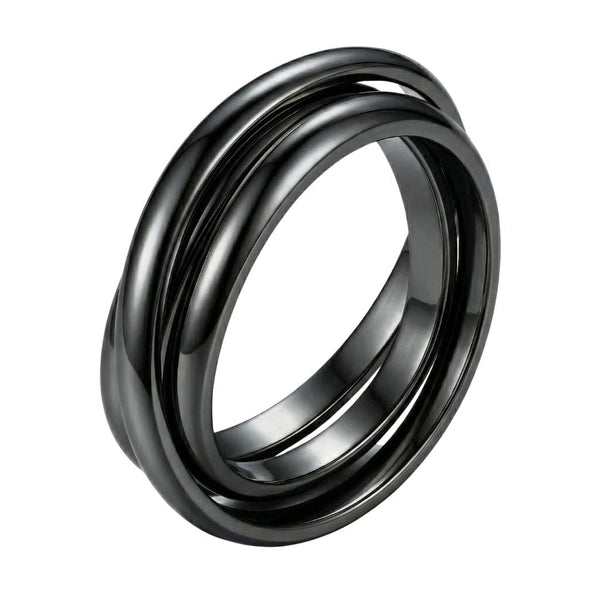 INFINITY LOOP - Black - Pure Stainless Steel Men’s Black-Plated Ring (Size : 25)