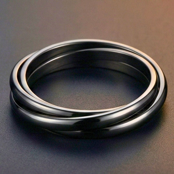 INFINITY LOOP - Black - Pure Stainless Steel Men’s Black-Plated Ring (Size : 25)