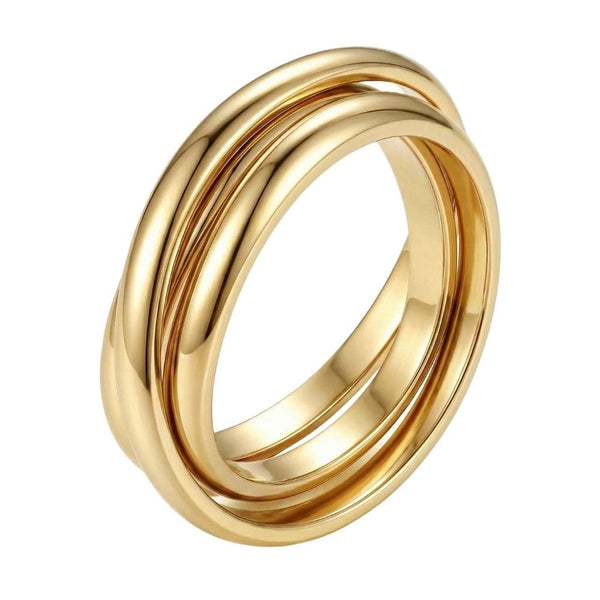 INFINITY LOOP - Golden - Pure Stainless Steel Men’s Gold-Plated Ring (Size : 26)