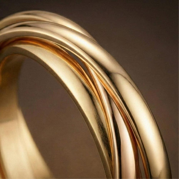 INFINITY LOOP - Golden - Pure Stainless Steel Men’s Gold-Plated Ring (Size : 26)