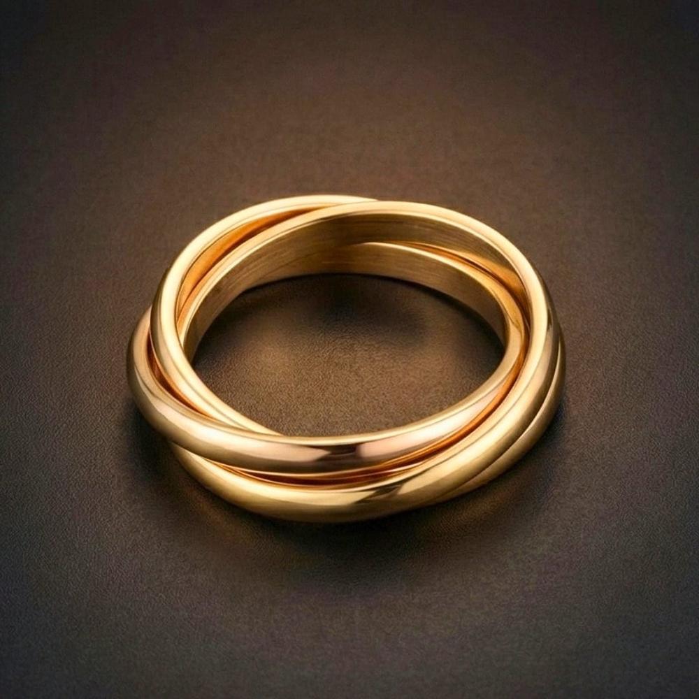 THE MEN THING Rings INFINITY LOOP - Golden - Pure Stainless Steel Men’s Gold-Plated Ring (Size : 26)