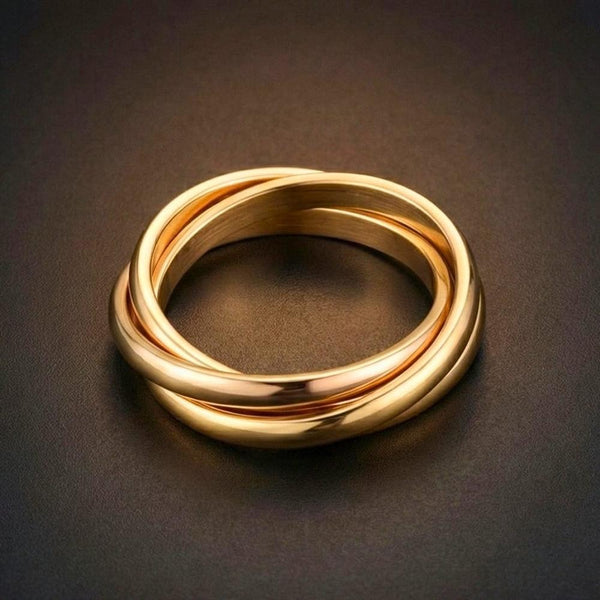 INFINITY LOOP - Golden - Pure Stainless Steel Men’s Gold-Plated Ring (Size : 26)