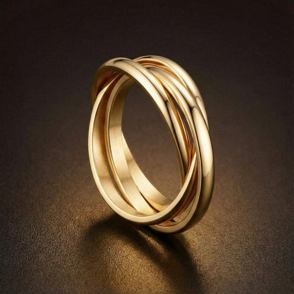 INFINITY LOOP - Golden - Pure Stainless Steel Men’s Gold-Plated Ring (Size : 26)