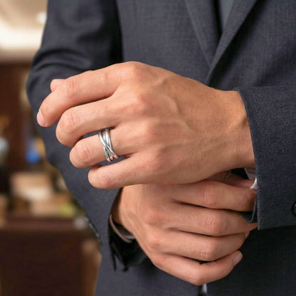 THE MEN THING Rings INFINITY LOOP - Steel - Pure Stainless Steel Men’s Steel-Plated Ring (Size : 26)