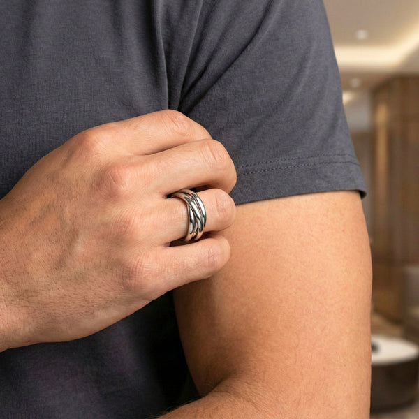 INFINITY LOOP - Steel - Pure Stainless Steel Men’s Steel-Plated Ring (Size : 26)