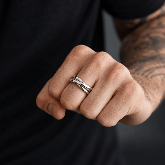 THE MEN THING Rings INFINITY LOOP - Steel - Pure Stainless Steel Men’s Steel-Plated Ring (Size : 26)