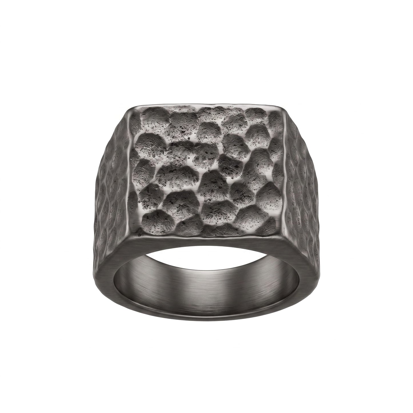 THE MEN THING Rings IRONCLAD HAMMERED RING - Titanium Steel Ring - Pure Titanium Steel Ring for Men Size - 21