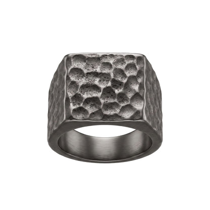 THE MEN THING Rings IRONCLAD HAMMERED RING - Titanium Steel Ring - Pure Titanium Steel Ring for Men Size - 21