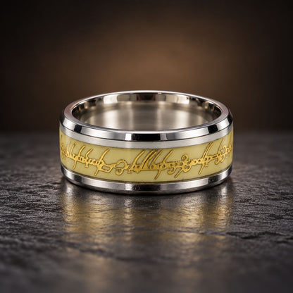 THE MEN THING Rings IVORY SCRIPT - Pure Stainless Steel Men’s Ring for Men & Boys (Size : 15-18-22-23-26)