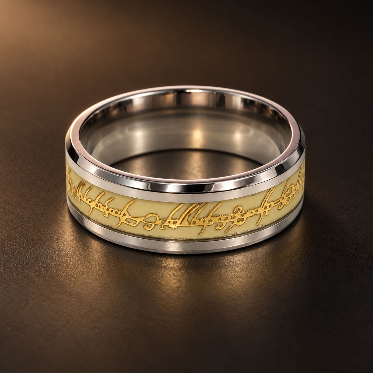 THE MEN THING Rings IVORY SCRIPT - Pure Stainless Steel Men’s Ring for Men & Boys (Size : 15-18-22-23-26)