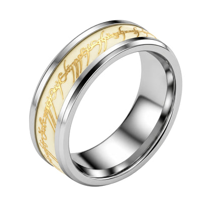 THE MEN THING Rings IVORY SCRIPT - Pure Stainless Steel Men’s Ring for Men & Boys (Size : 15-18-22-23-26)