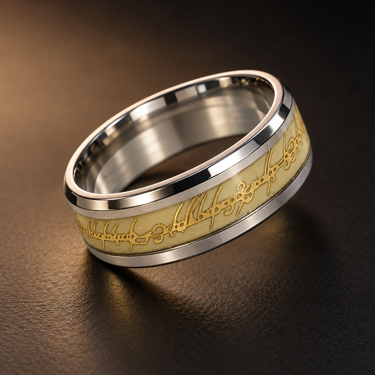 THE MEN THING Rings IVORY SCRIPT - Pure Stainless Steel Men’s Ring for Men & Boys (Size : 15-18-22-23-26)