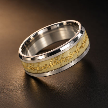 THE MEN THING Rings IVORY SCRIPT - Pure Stainless Steel Men’s Ring for Men & Boys (Size : 15-18-22-23-26)