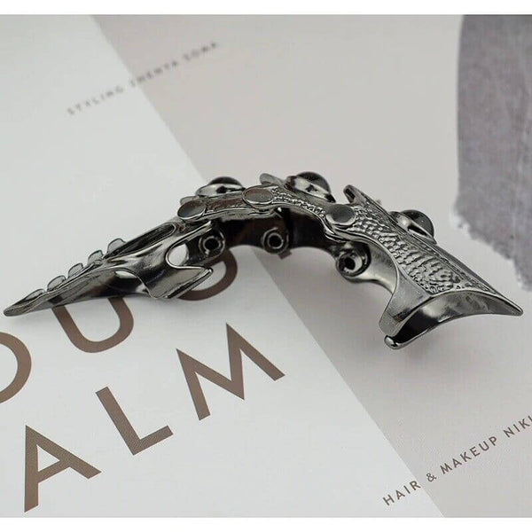 KING-WARRIOR - Black Antique Skull Knuckle Joint Full Finger Ring for Men & Boys