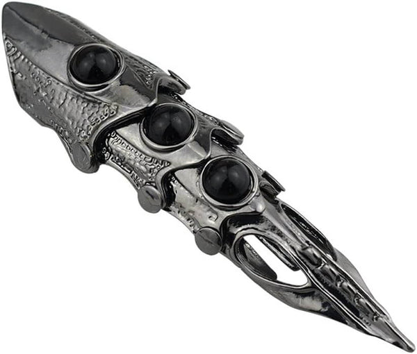 KING-WARRIOR - Black Antique Skull Knuckle Joint Full Finger Ring for Men & Boys