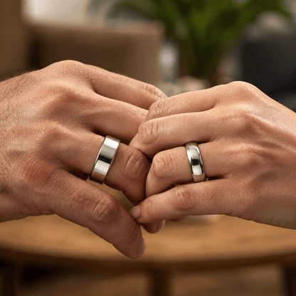 THE MEN THING Rings LOOP OF LOVE – Pure Titanium Steel Couple Rings for Men & Women