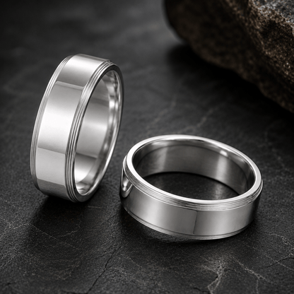 THE MEN THING Rings LOOP OF LOVE – Pure Titanium Steel Couple Rings for Men & Women