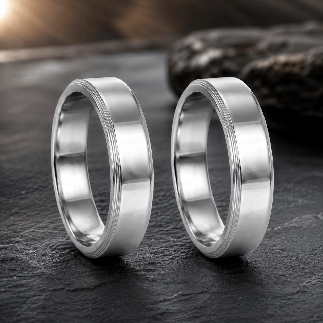 THE MEN THING Rings LOOP OF LOVE – Pure Titanium Steel Couple Rings for Men & Women