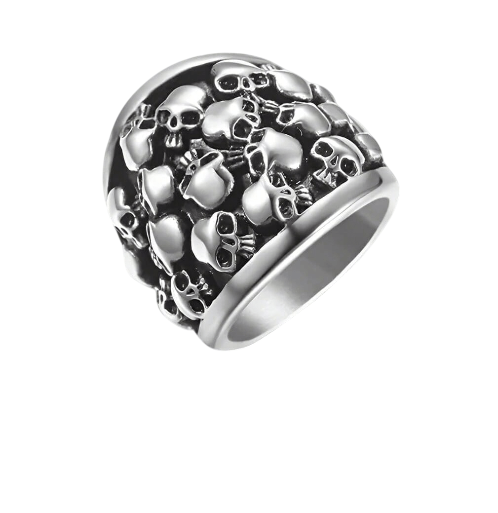 THE MEN THING Rings MULTI SKULL HEADS Titanium Steel Ring for Men and Boys (Size-21)