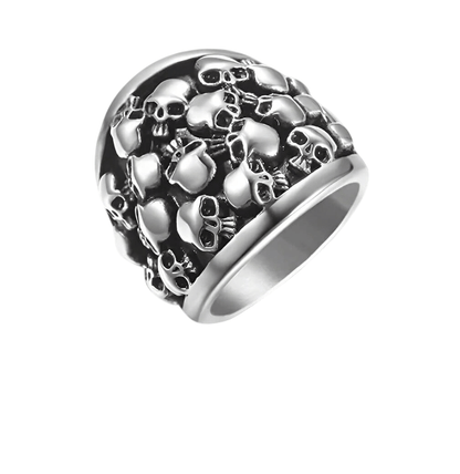 THE MEN THING Rings MULTI SKULL HEADS Titanium Steel Ring for Men and Boys (Size-21)