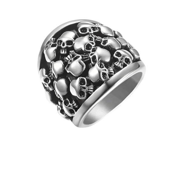 MULTI SKULL HEADS Titanium Steel Ring for Men and Boys (Size-21)