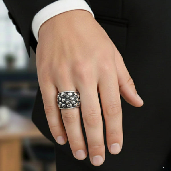 MULTI SKULL HEADS Titanium Steel Ring for Men and Boys (Size-21)