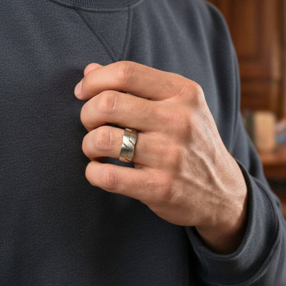 THE MEN THING Rings OBSIDIAN ARMOR STEEL - Pure Stainless Steel Men’s Steel-Gold Plated Ring (Size : 17-22-27)