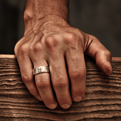 THE MEN THING Rings OBSIDIAN ARMOR STEEL - Pure Stainless Steel Men’s Steel-Gold Plated Ring (Size : 17-22-27)
