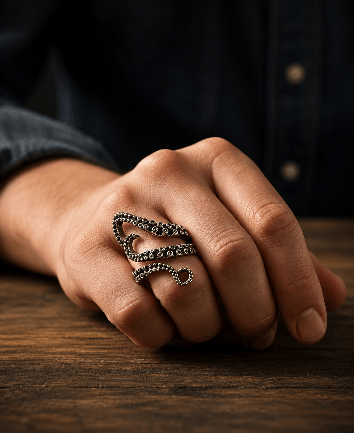 THE MEN THING Rings OCTOPOD - Alloy Adjustable Vintage Ring, American trending Style for Men & Boys