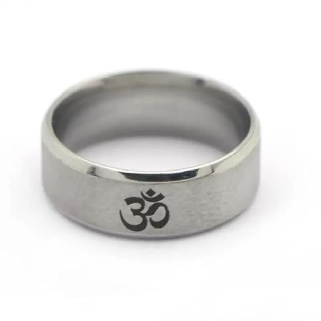 THE MEN THING Rings OM SILVER - Titanium Steel Ring for Men & Boys (Size : 22 )