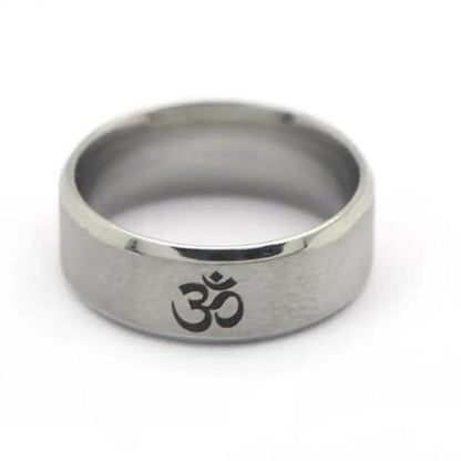THE MEN THING Rings OM SILVER - Titanium Steel Ring for Men & Boys (Size : 22 )