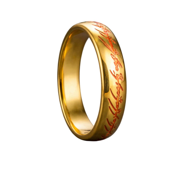 ORION SCRIPT - Golden OrangeText - Pure Stainless Steel Men’s Ring for Men & Boys (Size : 18-29)