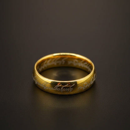 THE MEN THING Rings ORION SCRIPT - Golden White Text- Pure Stainless Steel Men’s Ring for Men & Boys (Size : 18-22-27)