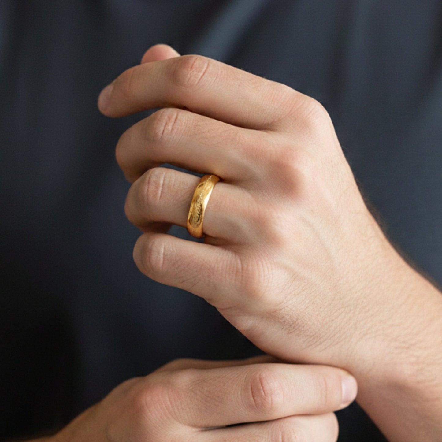 THE MEN THING Rings ORION SCRIPT - Golden White Text- Pure Stainless Steel Men’s Ring for Men & Boys (Size : 18-22-27)