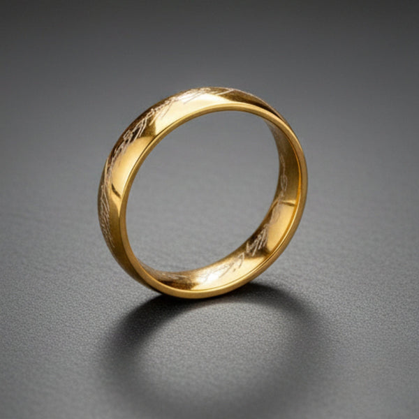 ORION SCRIPT - Golden White Text- Pure Stainless Steel Men’s Ring for Men & Boys (Size : 18-22-27)