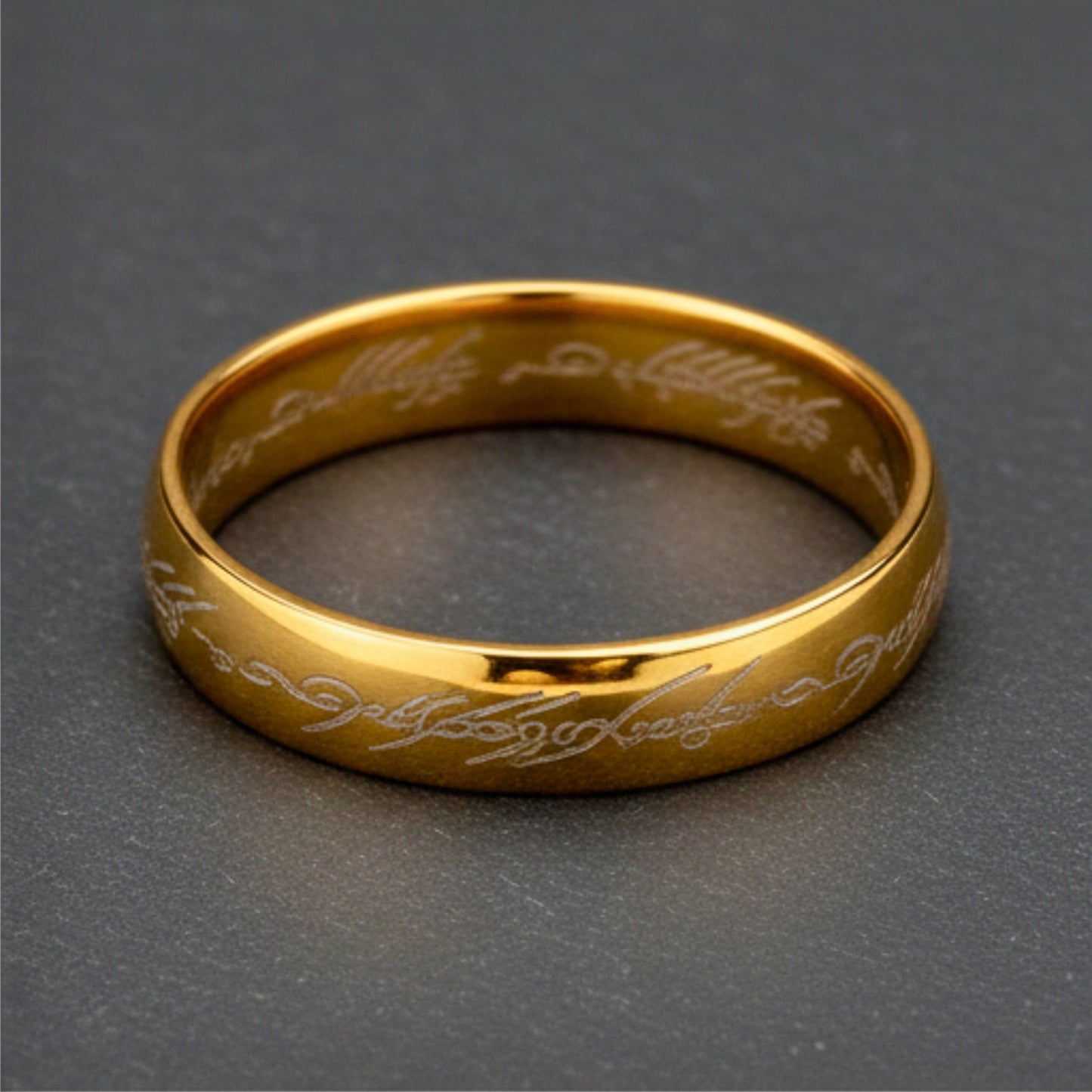 THE MEN THING Rings ORION SCRIPT - Golden White Text- Pure Stainless Steel Men’s Ring for Men & Boys (Size : 18-22-27)