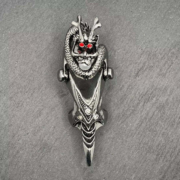 PEARLEYED - Gothic Snake Knuckle Adjustable Joint Full Finger Ring for Men & Boys