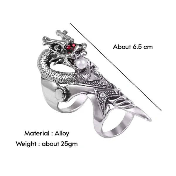 PEARLEYED - Gothic Snake Knuckle Adjustable Joint Full Finger Ring for Men & Boys