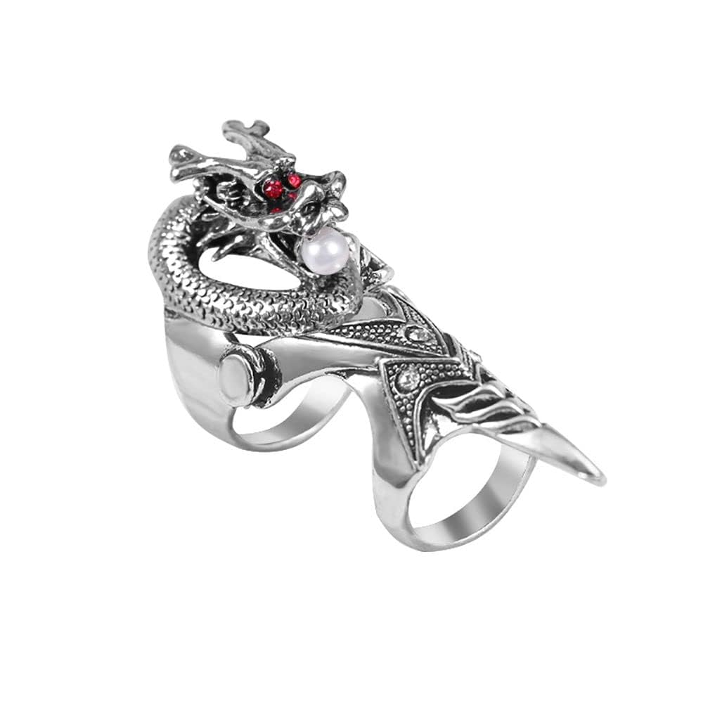 THE MEN THING Rings PEARLEYED - Gothic Snake Knuckle Adjustable Joint Full Finger Ring for Men & Boys