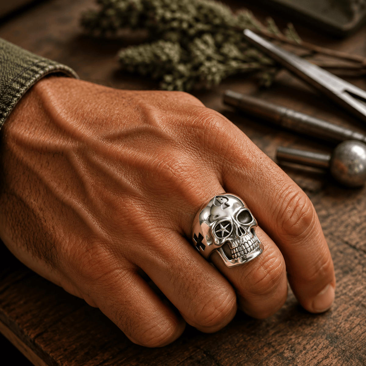 THE MEN THING Rings PHANTOM  Titanium Steel Ring for Men and Boys (Size-21)
