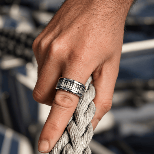 THE MEN THING Rings PIANO KEYS - Pure Stainless Steel Men’s Steel-Plated Ring (Size : 27)