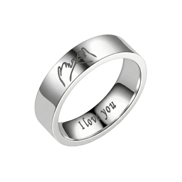 PROMISE RING - Steel - Pure Stainless Steel Men’s Steel-Plated Ring (Size : 26)