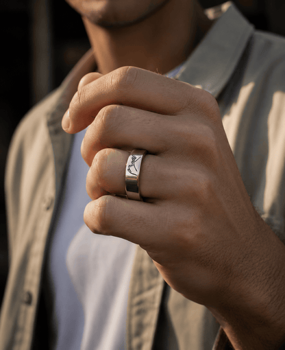 THE MEN THING Rings PROMISE RING - Steel - Pure Stainless Steel Men’s Steel-Plated Ring (Size : 26)