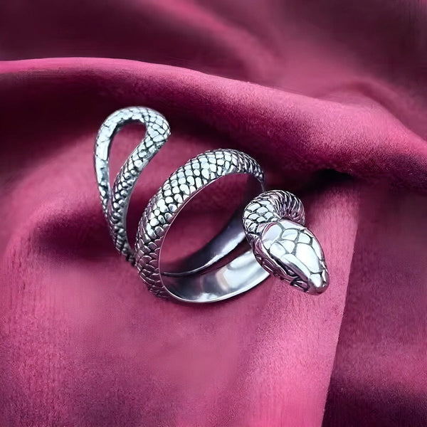 PYTHON RING - Pure Stainless Steel Men’s Steel-Plated Ring – Statement Luxury Jewelry (Size : 22)