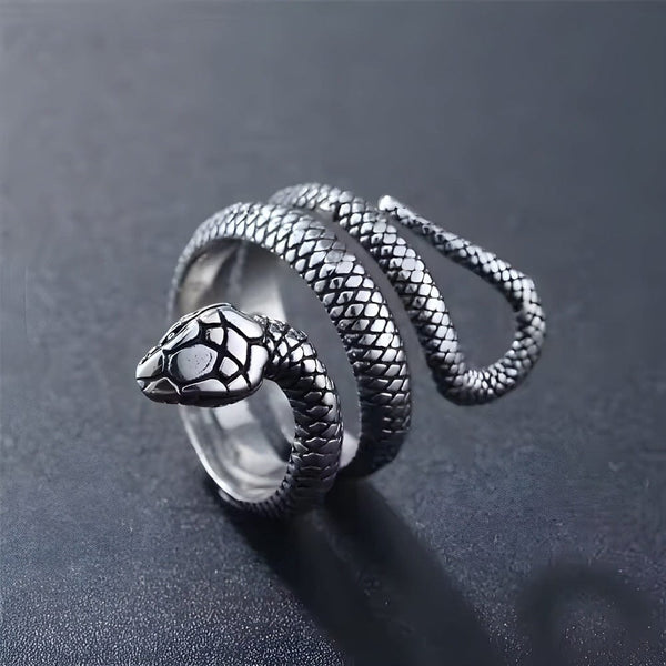 PYTHON RING - Pure Stainless Steel Men’s Steel-Plated Ring – Statement Luxury Jewelry (Size : 22)
