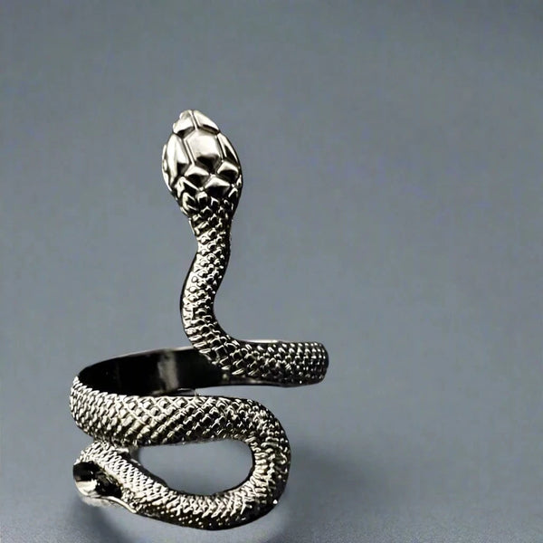 RATTLER -  Alloy Adjustable Vintage Black Snake Ring, American trending Style for Men & Boys
