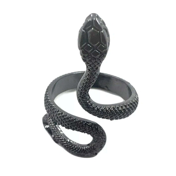 RATTLER -  Alloy Adjustable Vintage Black Snake Ring, American trending Style for Men & Boys