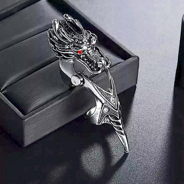 REDEYEGON - పురుషులు & అబ్బాయిల కోసం గోతిక్ అడ్జస్టబుల్ నకిల్ జాయింట్ ఫుల్ ఫింగర్ రింగ్